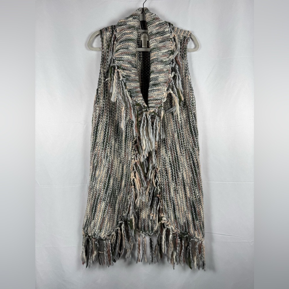 Chico's Nolan Wool‎ Blend Sweater Vest Fringe Western Boho Coastal Cowgirl Large - Picture 4 of 14